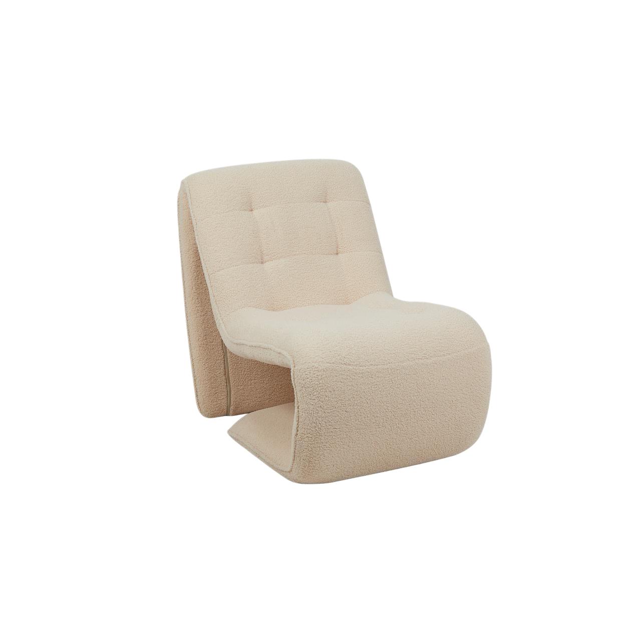  Light beige bouclé single chair modern curved design 