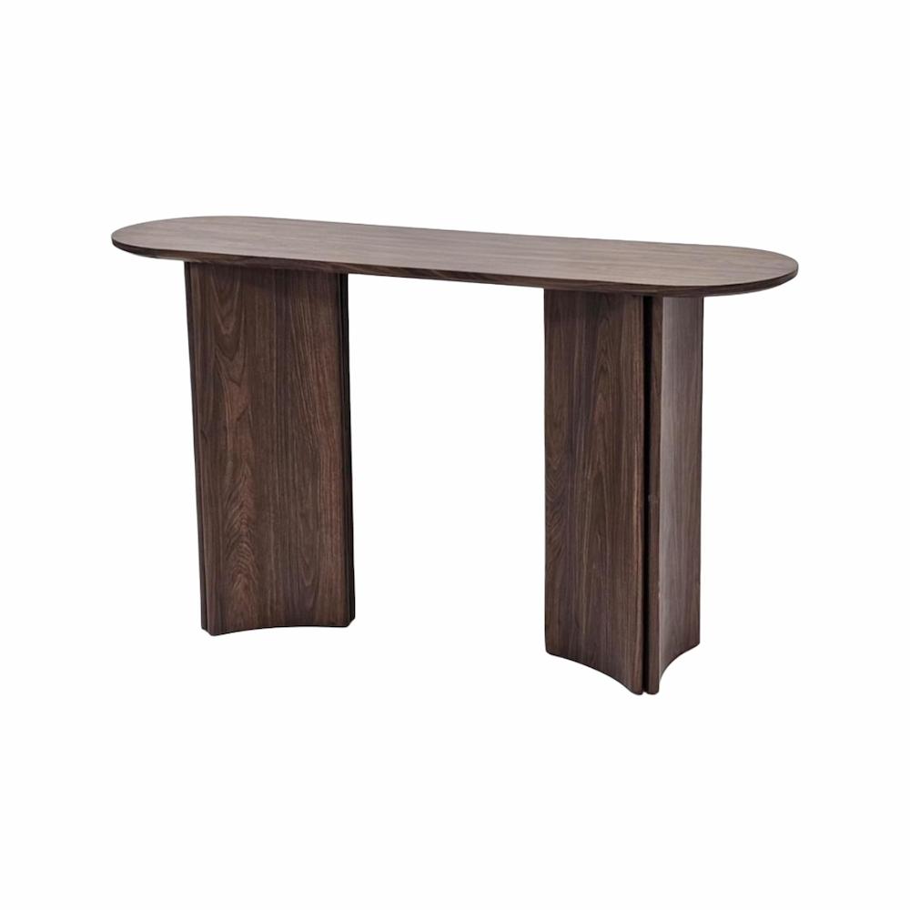  Dark brown curved modern console table 