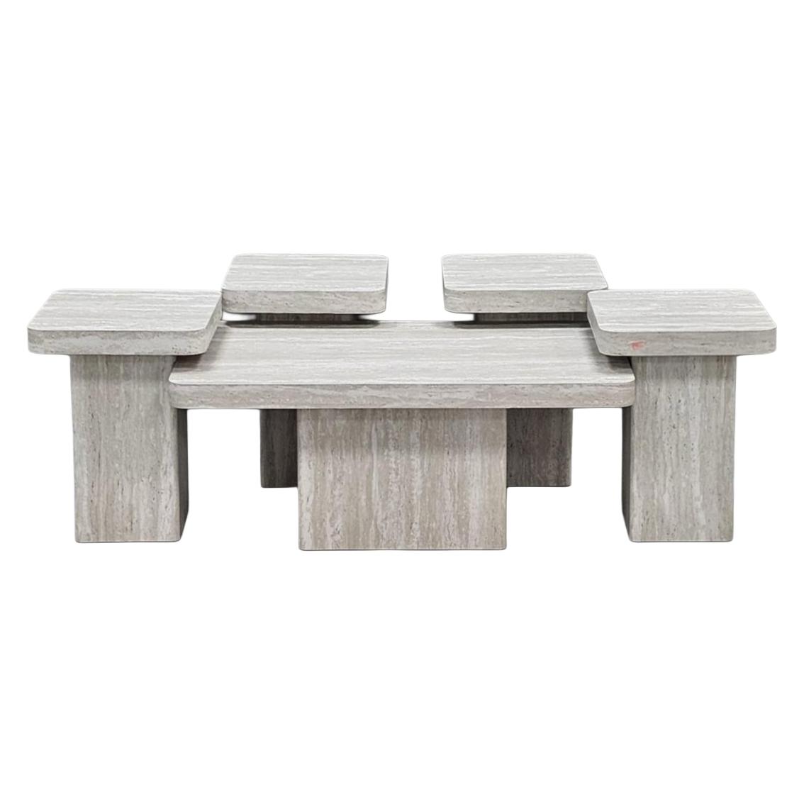  Light gray coffee table set 4+1 modern living room design 