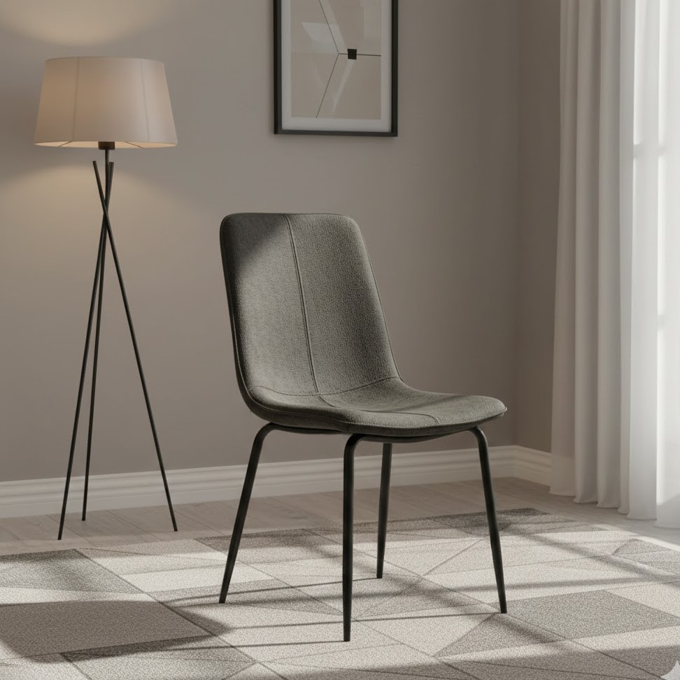  Modern grey dining chair with curved modern design 