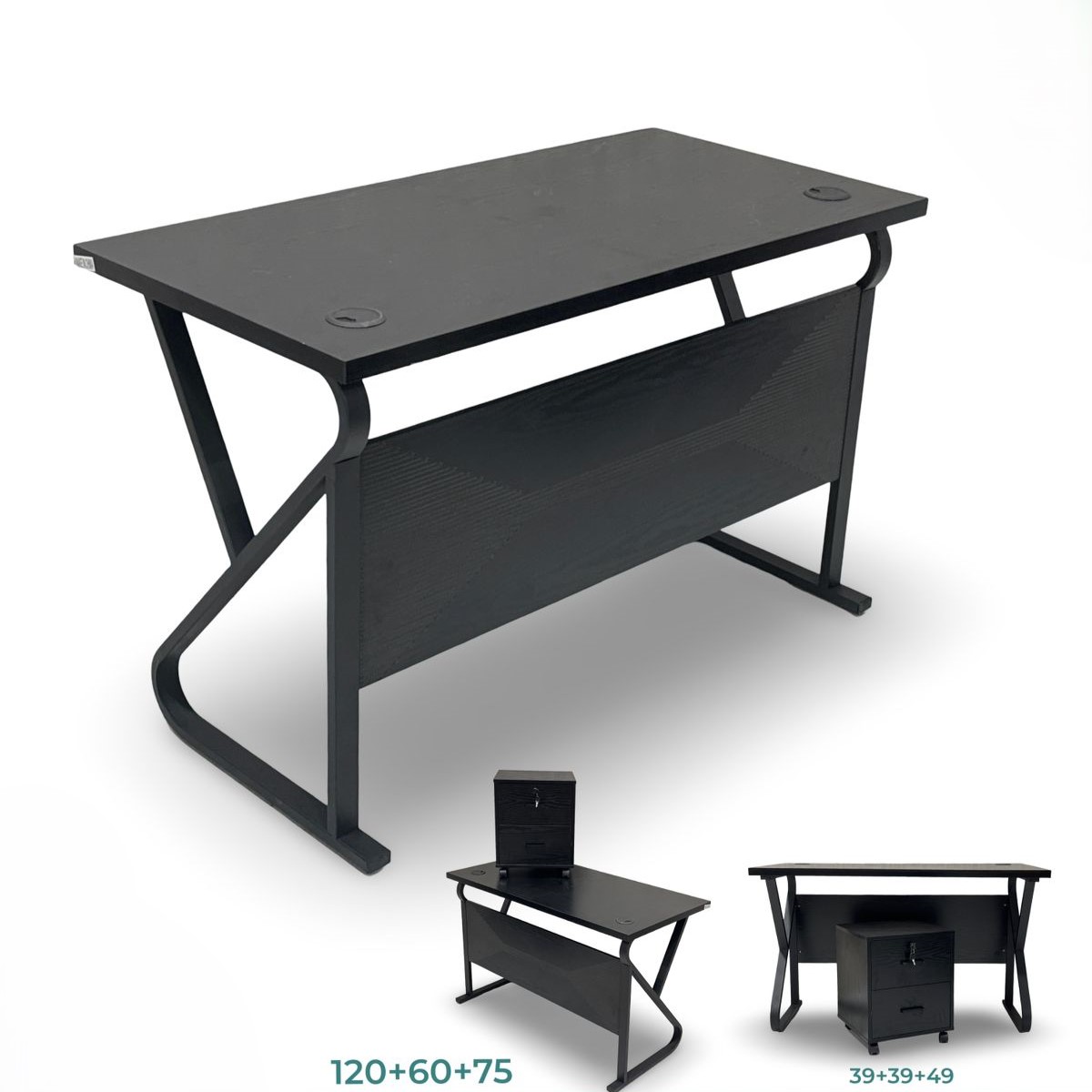  Black modern office desk reflecting luxury and strength for a sleek professional look 