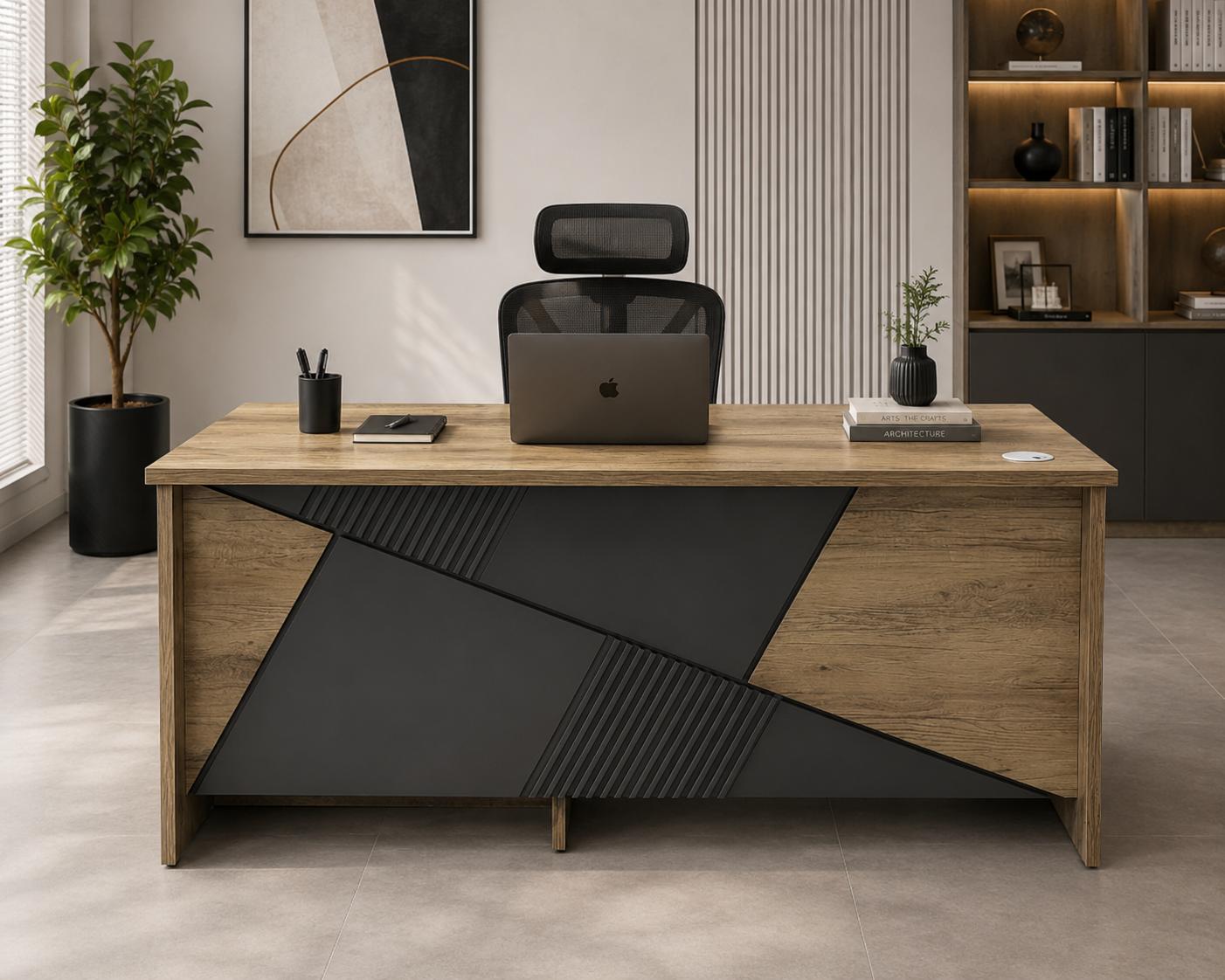  Light wood and charcoal office desk by Lamsat Furniture 