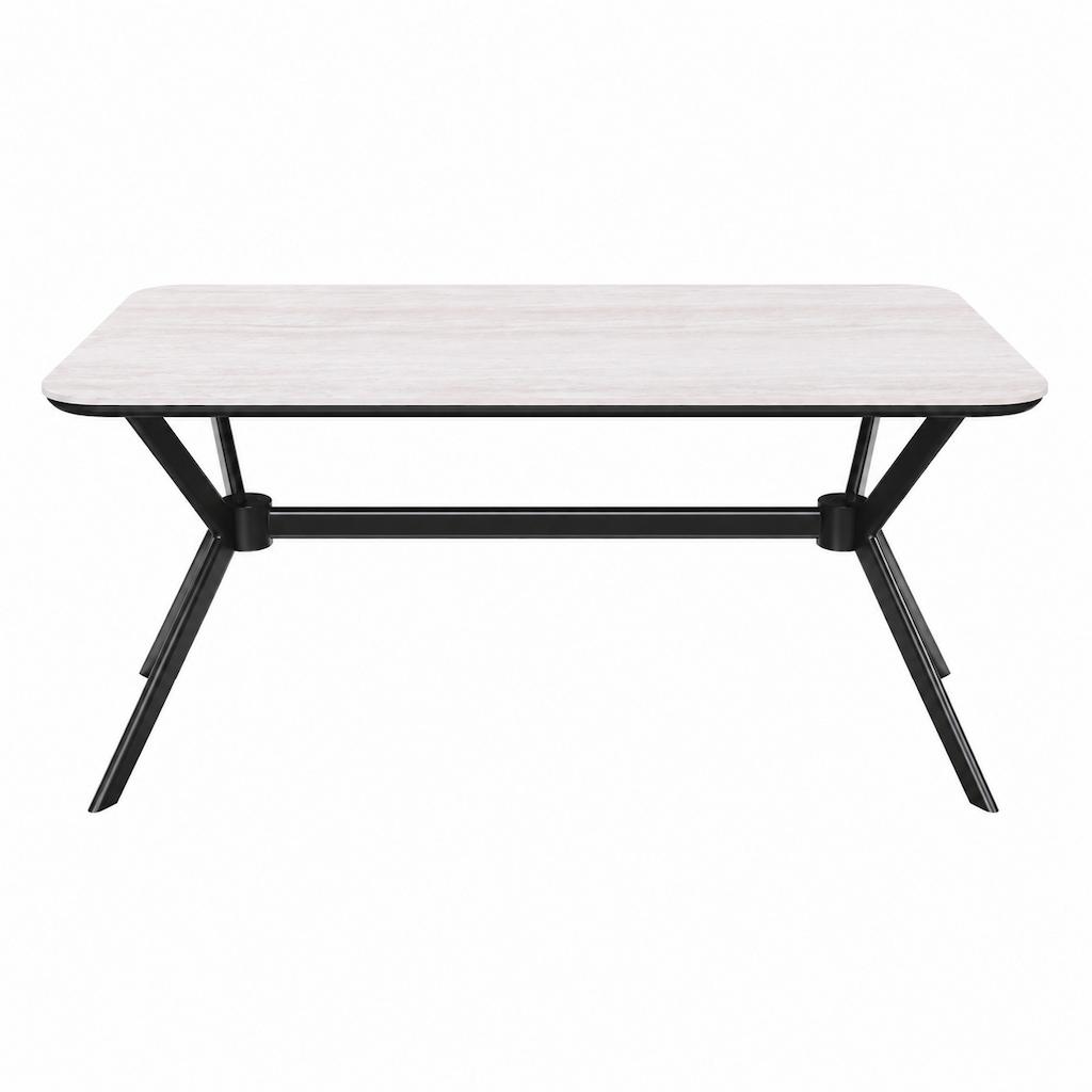  Modern 150 cm Ceramic Dining Table with Geometric Metal Base 