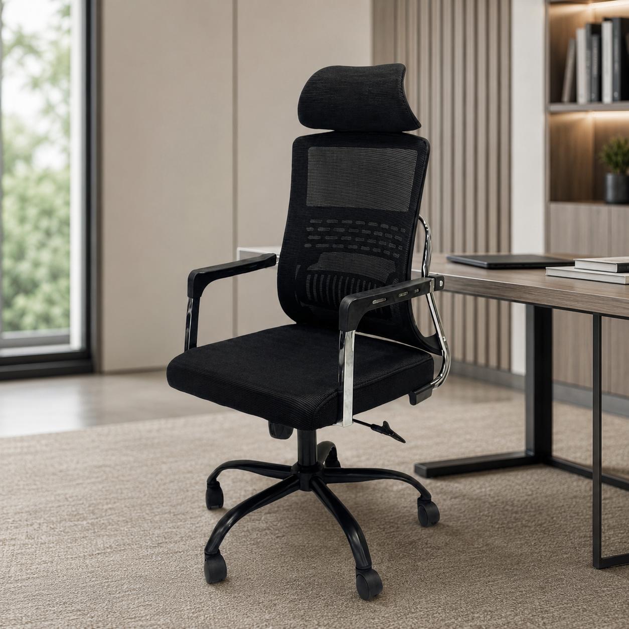  Black mesh office chair with headrest by Lamsat Furniture 