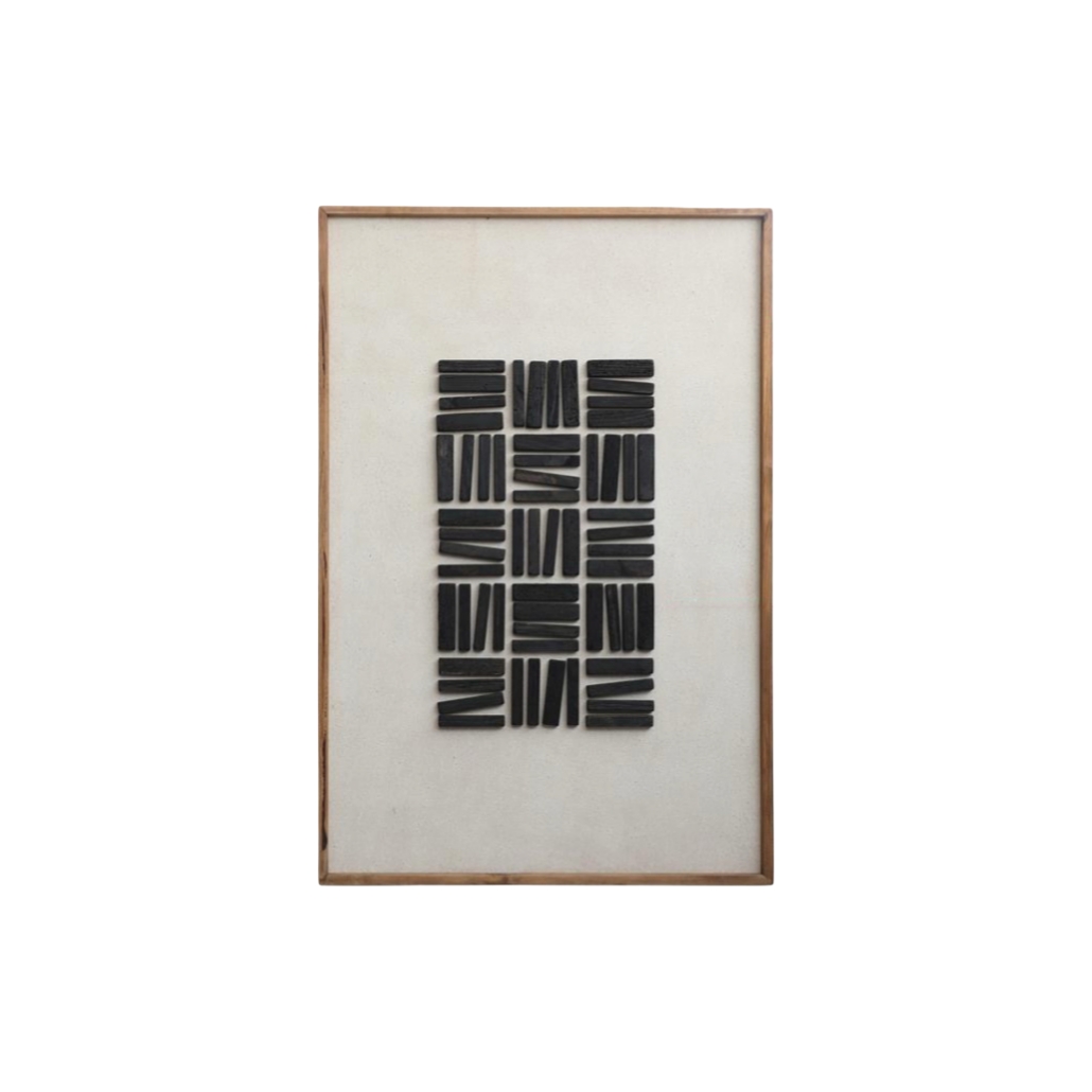  لوحة جدارية مستطيلات خشبية أسود داكن 80×120 