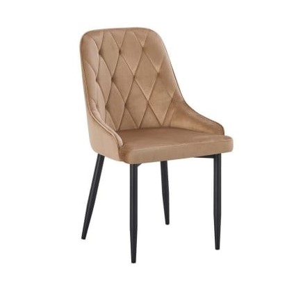  Beige quilted dining chair with elegant upholstery 