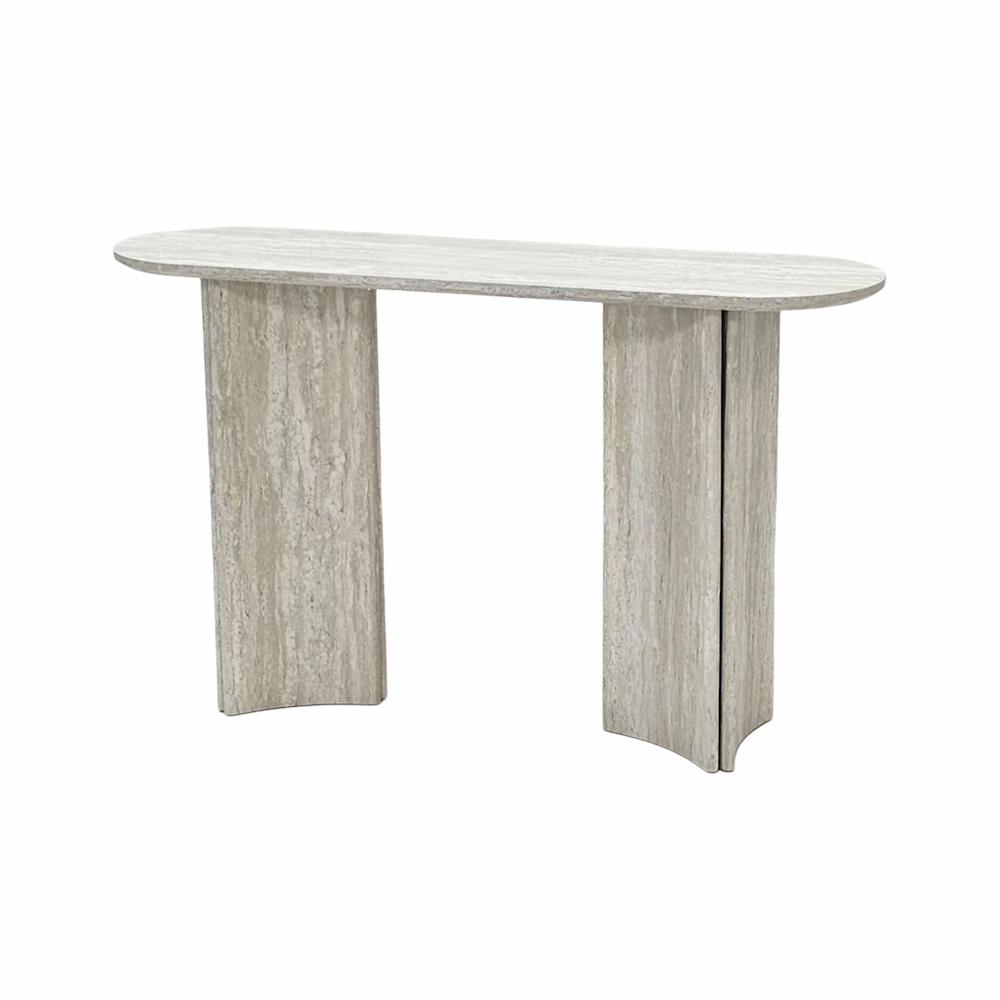  Stone gray curved entry console table 