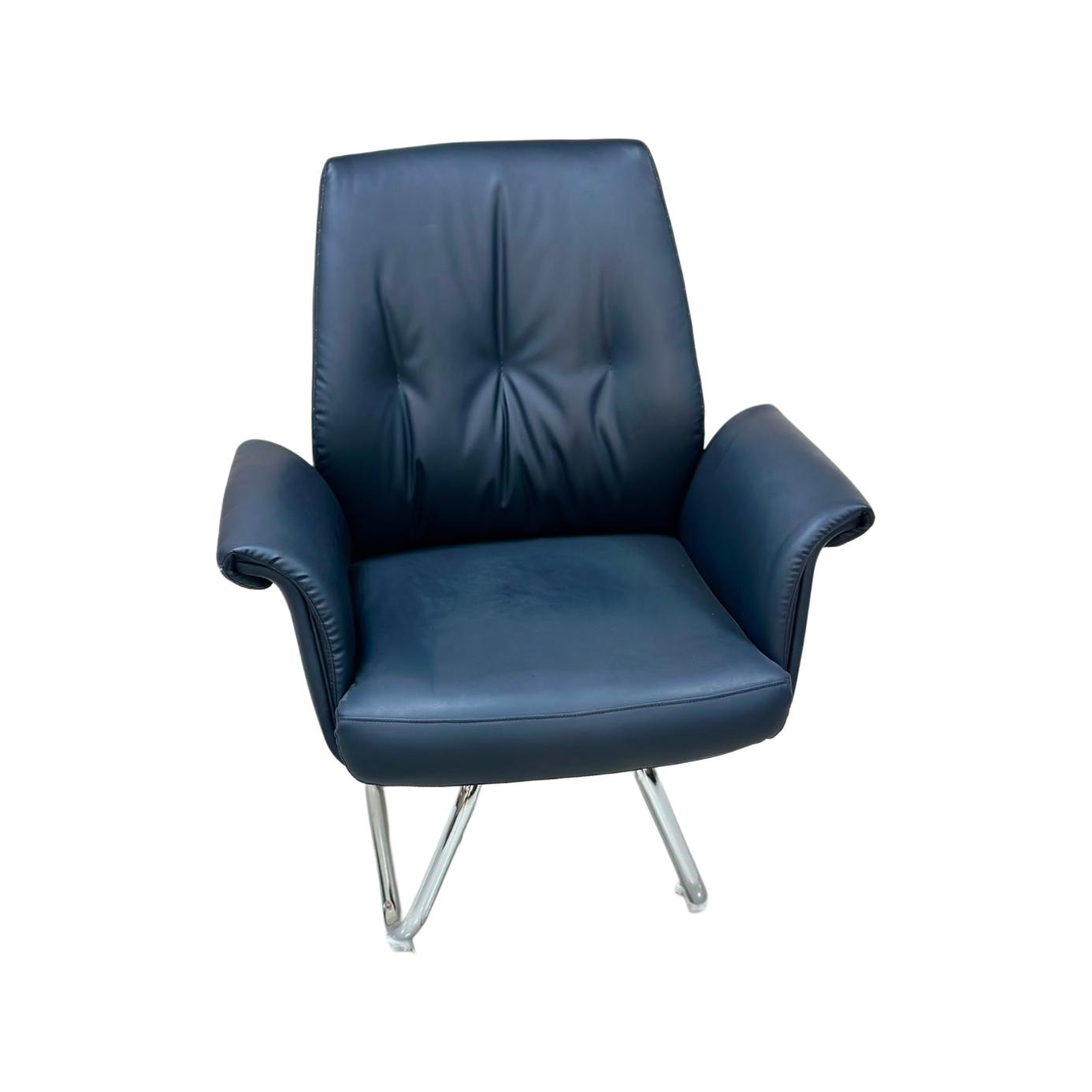  Fixed leather chair in black with wide armrests by Lamsat Furnishing 