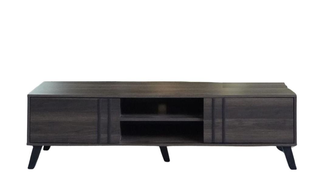  Dark brown TV console with elegant modern details 