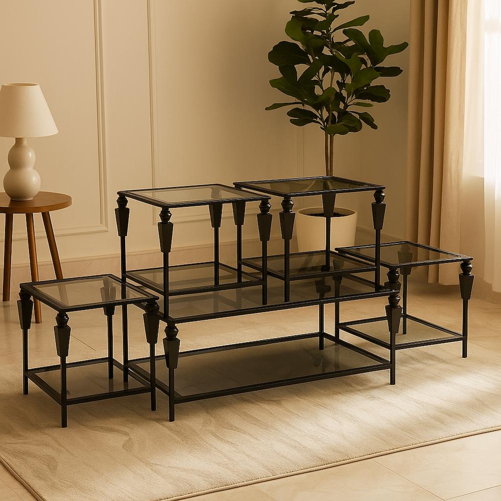  Classic black metal and glass table set with decorative legs for a luxurious touch 