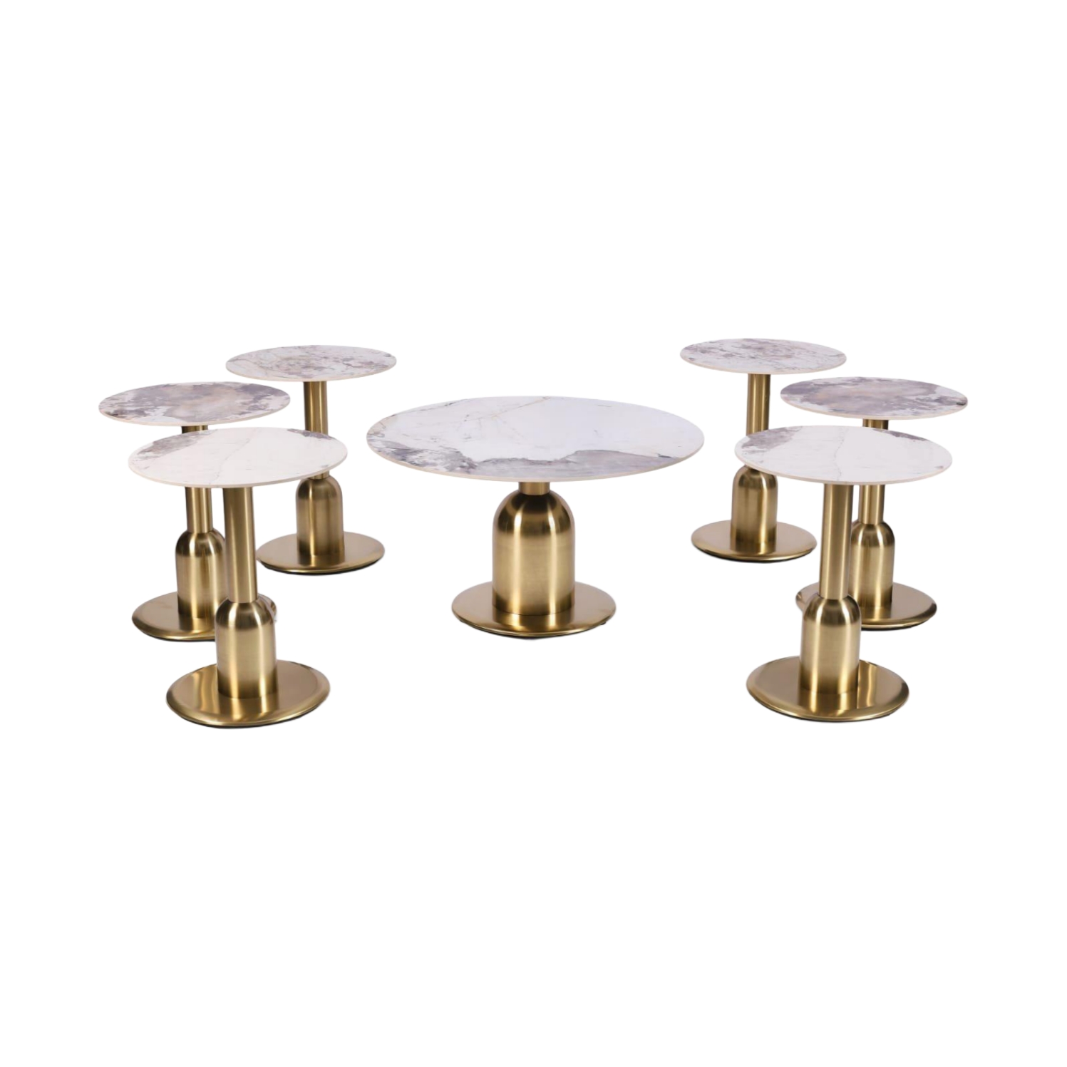  Multi color ceramic table set 6+1 gold base 