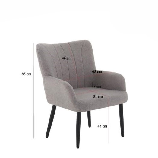  Light grey bouclé chair with modern soft seating 