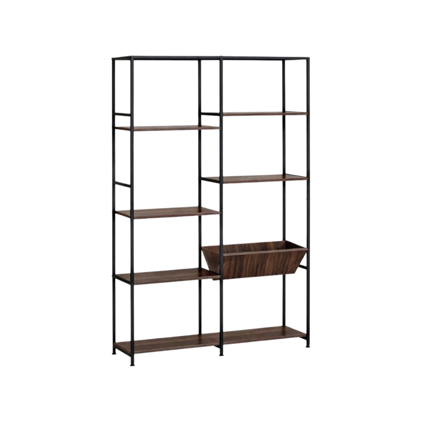  Dark brown modern open storage shelves 