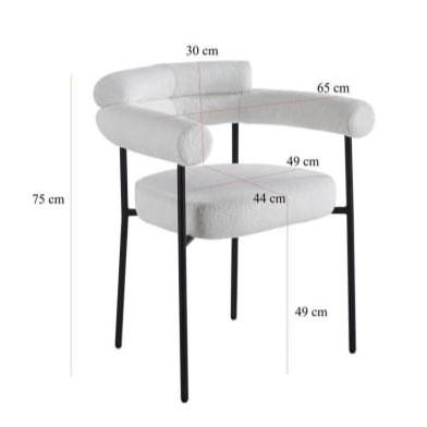  Off white modern boucle single armchair 