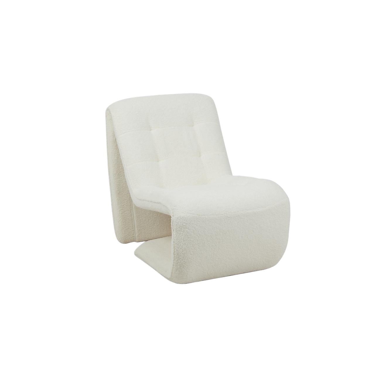 White bouclé single chair modern curved comfortable design 