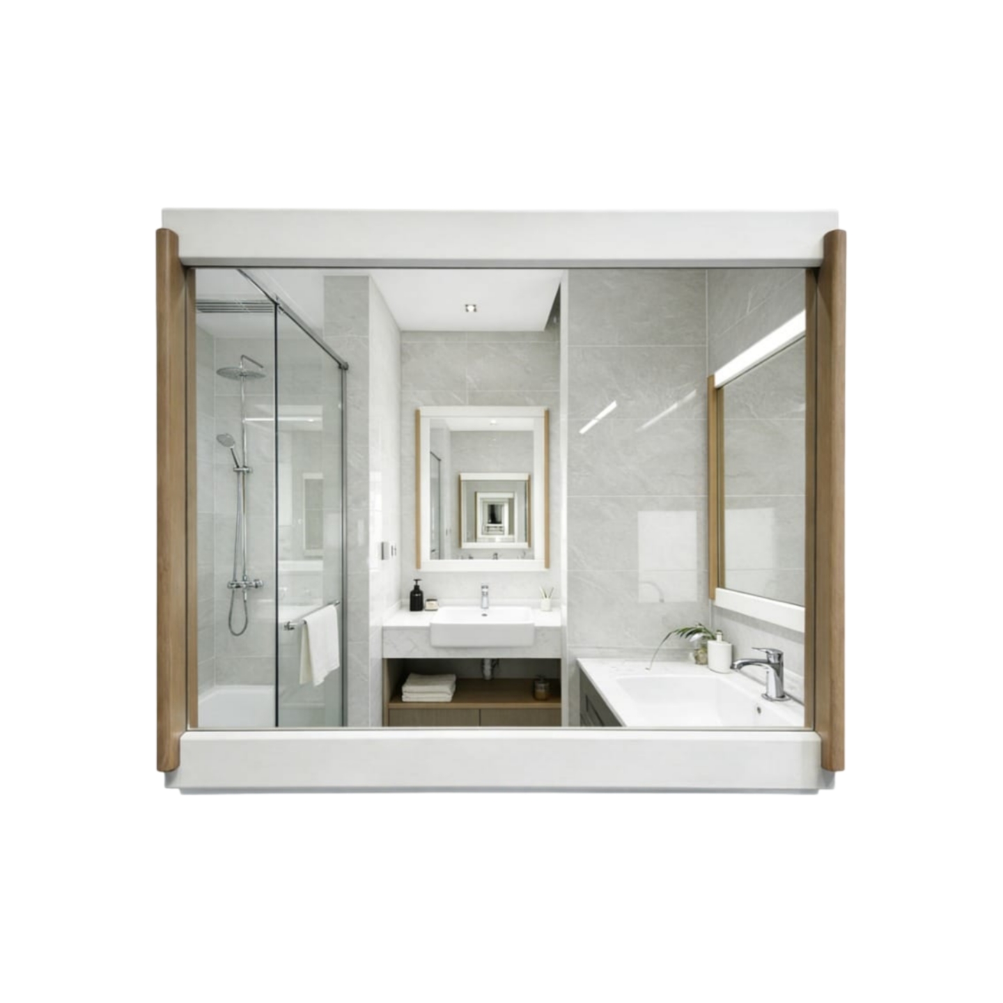 Rectangular wall mirror with modern side frame 
