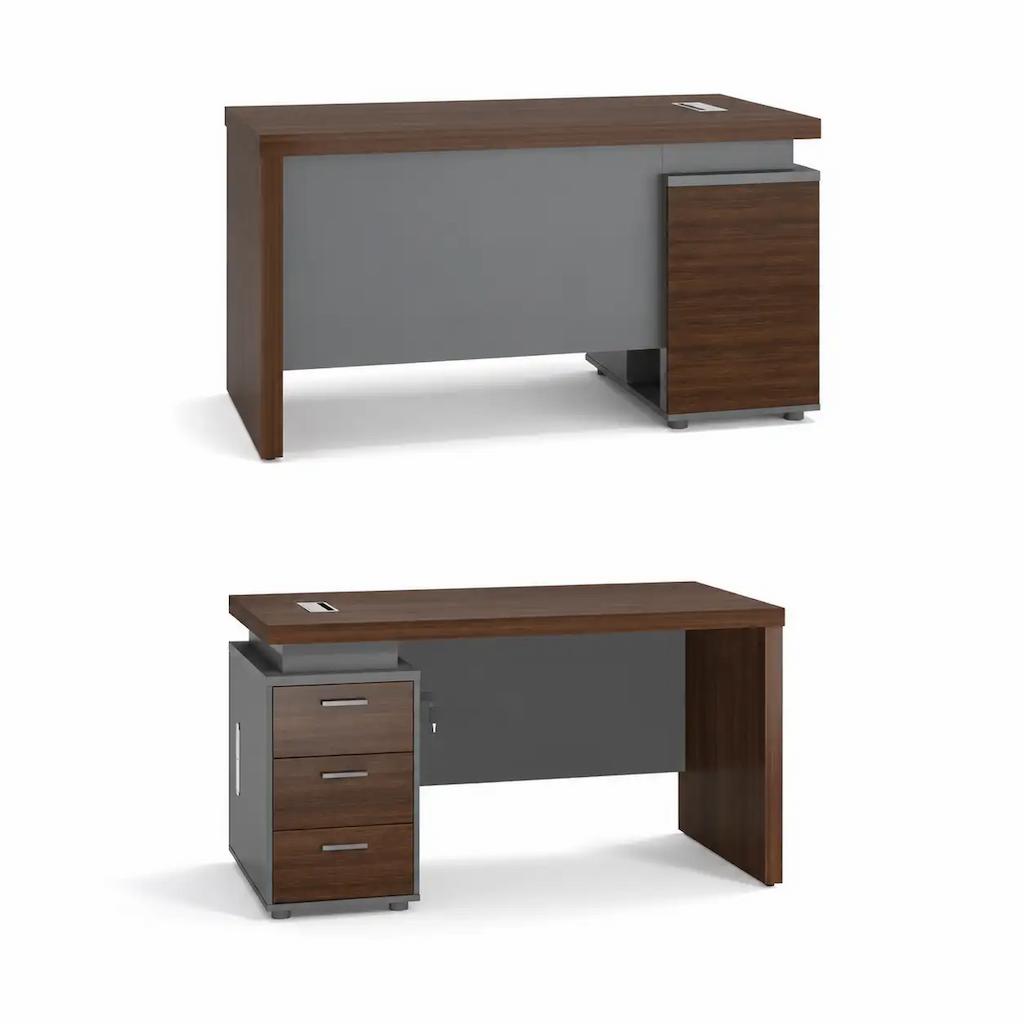  Orian dark brown and gray desk with three side drawers 