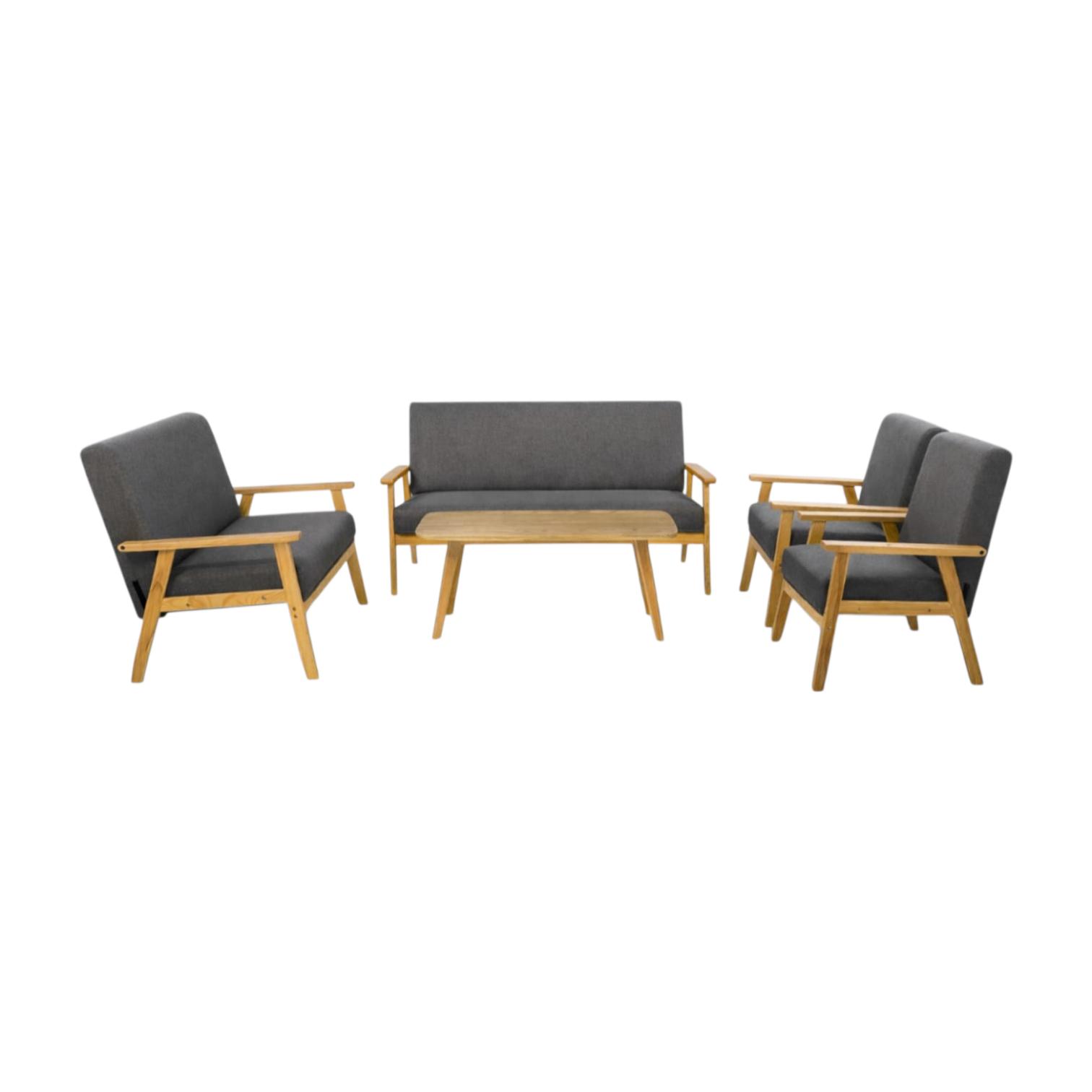  Multi color outdoor seating set with modern layout and gray cushions 