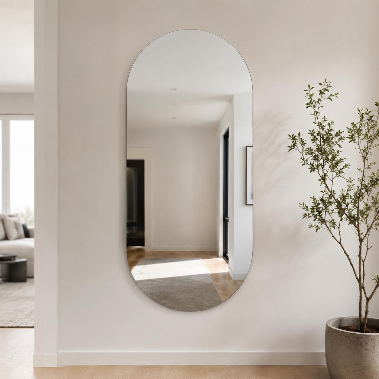  Frameless full-length arched wall mirror by Lamsat Furniture 