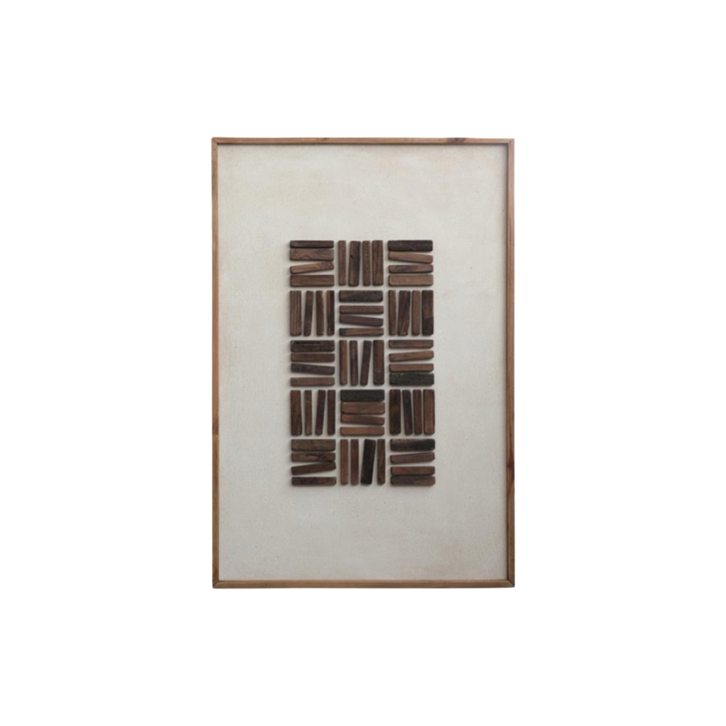  لوحة جدارية مستطيلات خشبية بني طبيعي 80×120 