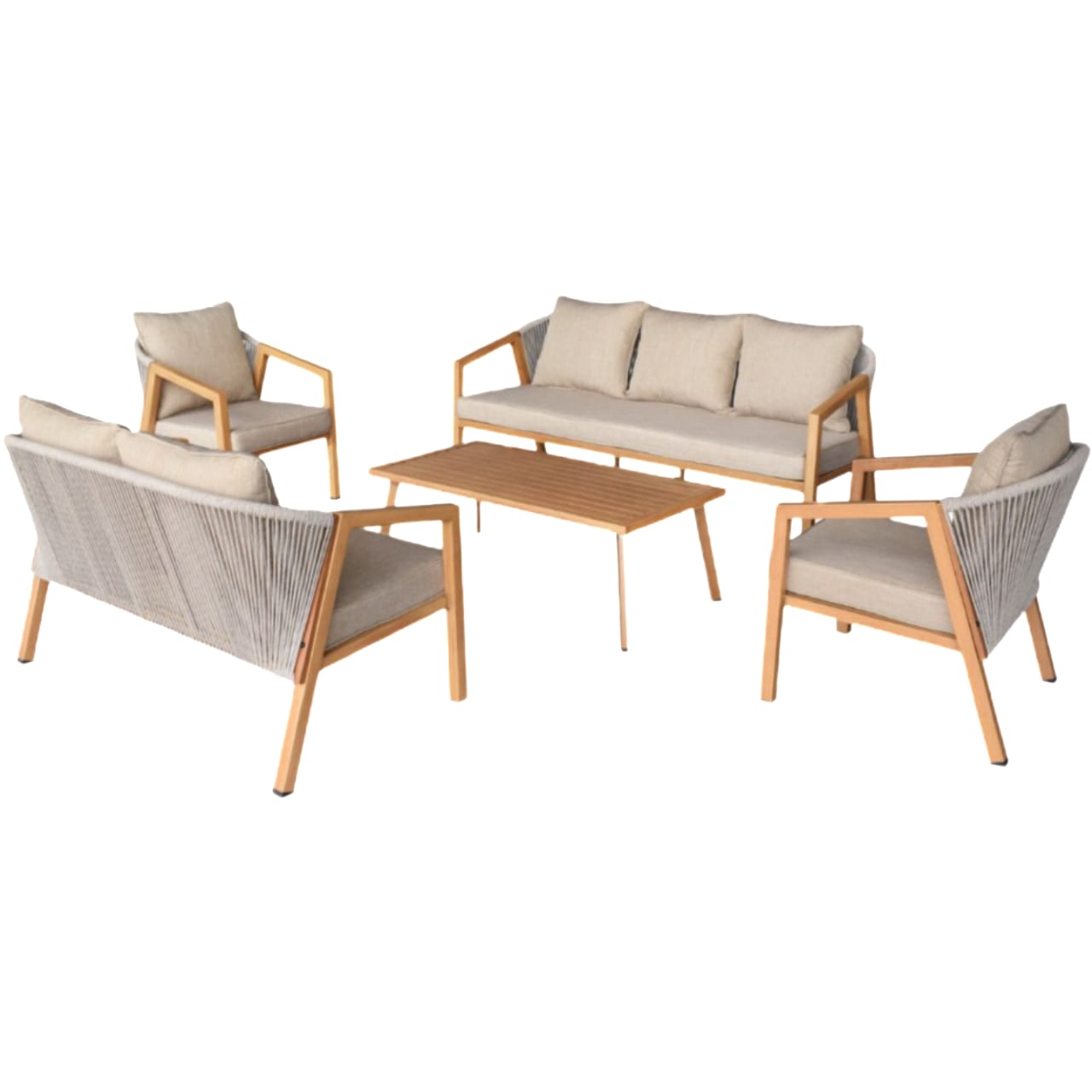  Beige 5-piece outdoor patio set with warm and refined look 
