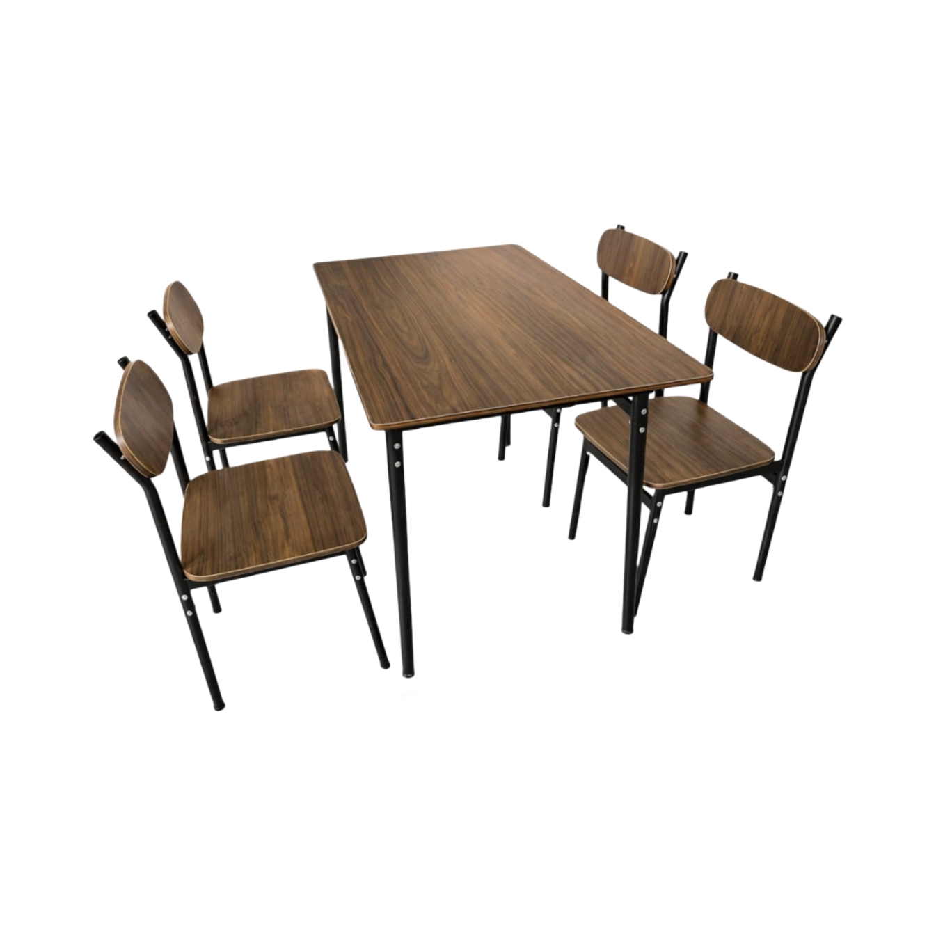  Modern brown wooden dining table with 4 chairs 