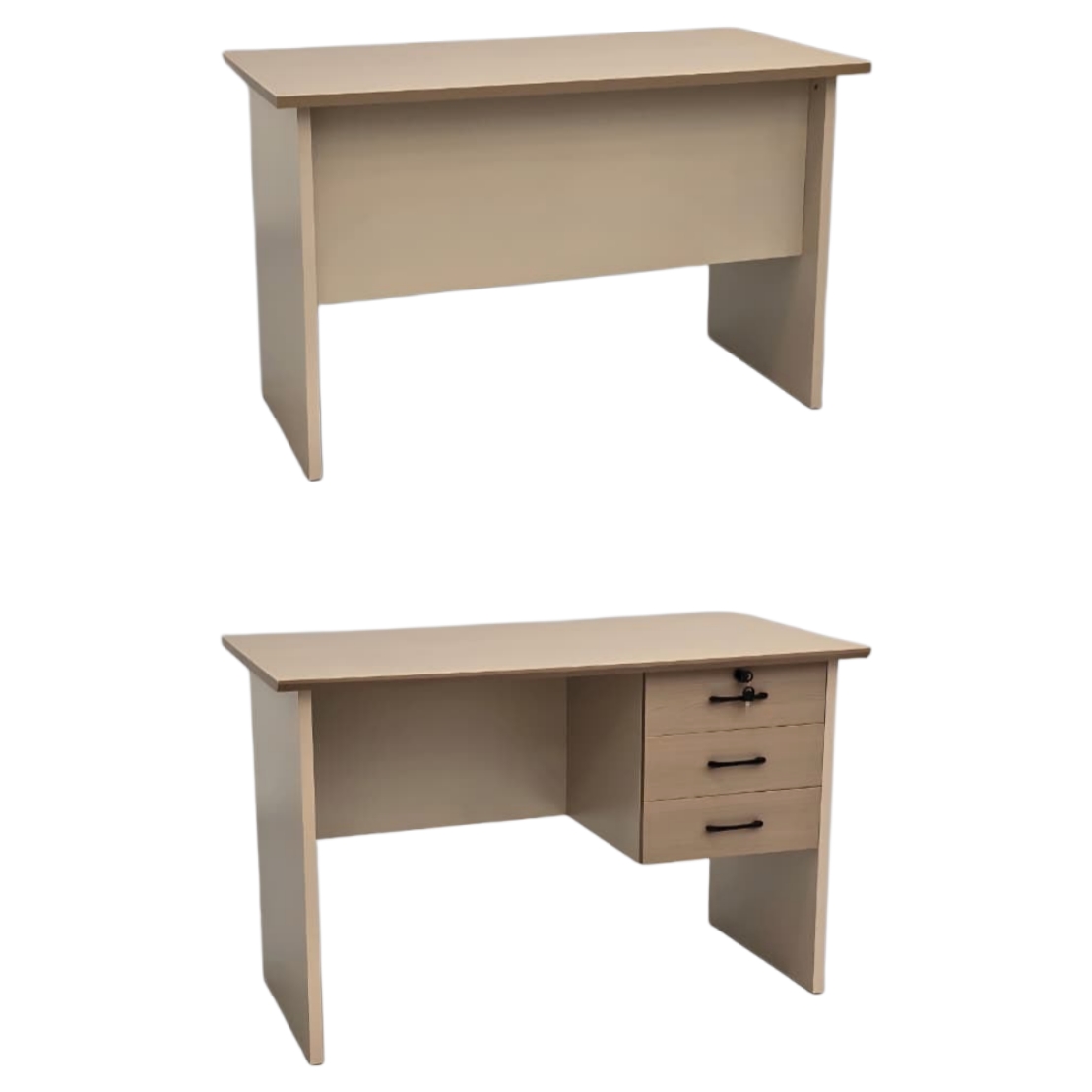  Gray office desk with three side drawers 