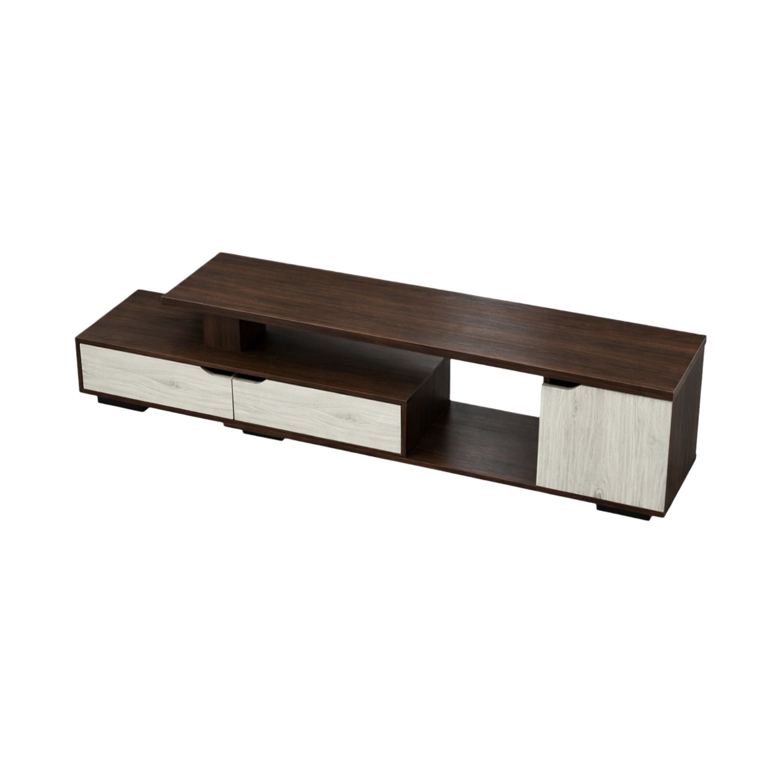  135 cm TV table in gray and dark brown wood 