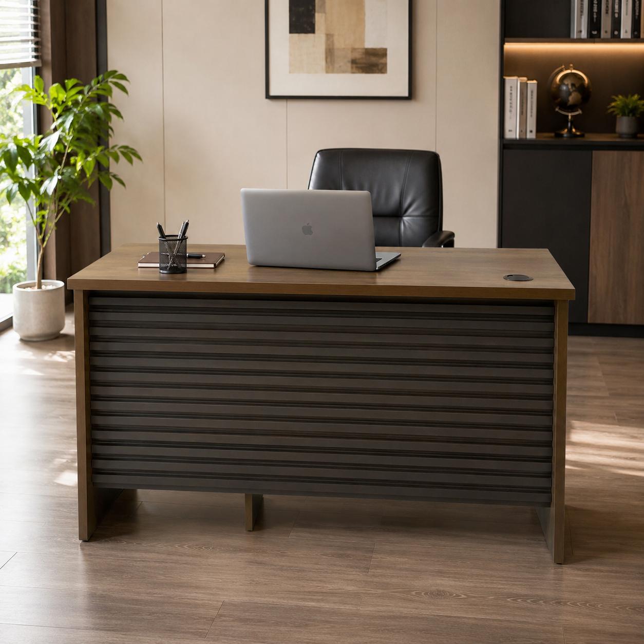  Dark brown grooved office desk by Lamsat Furniture 