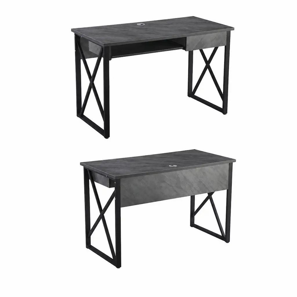  Altura dark gray desk with black geometric metal frame 
