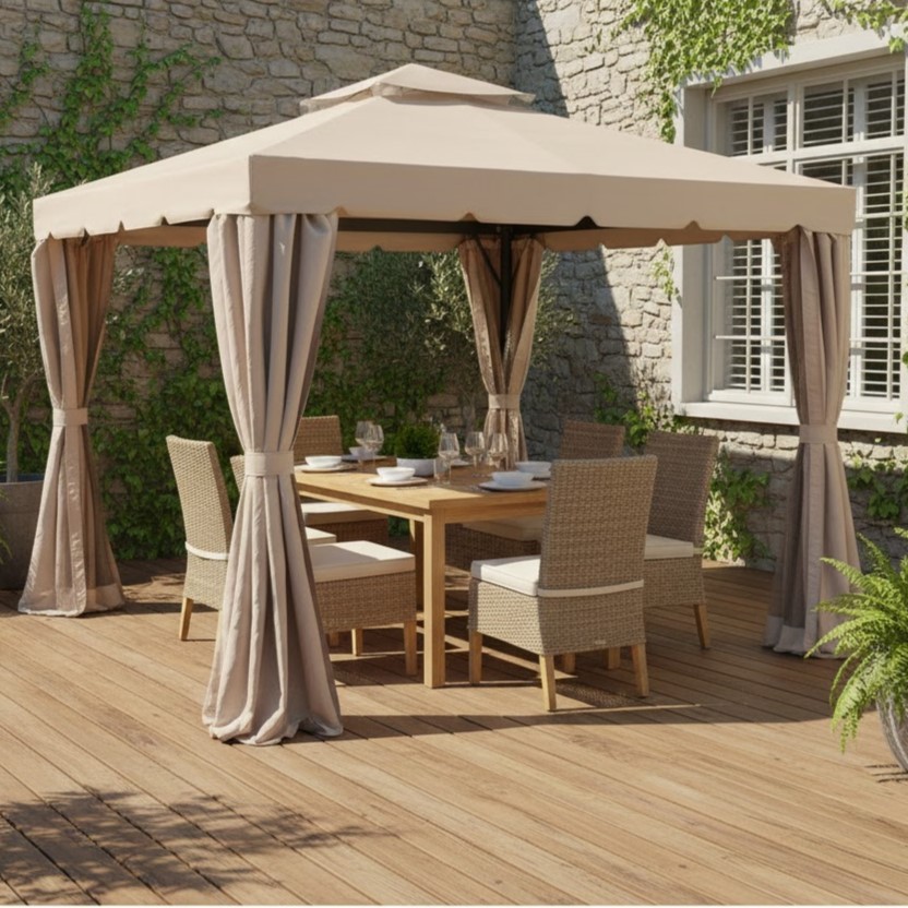  Outdoor beige garden gazebo 