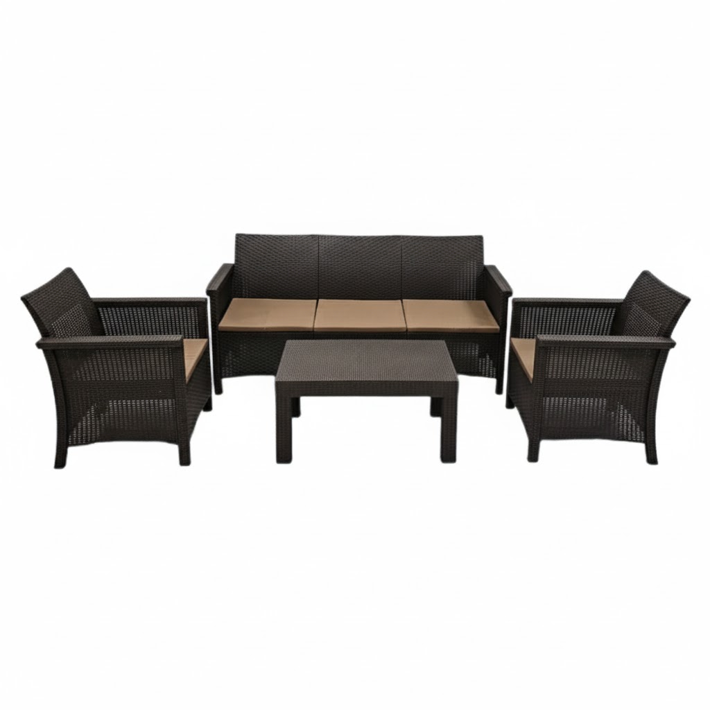  Mocha rattan garden set with warm and stylish outdoor design 