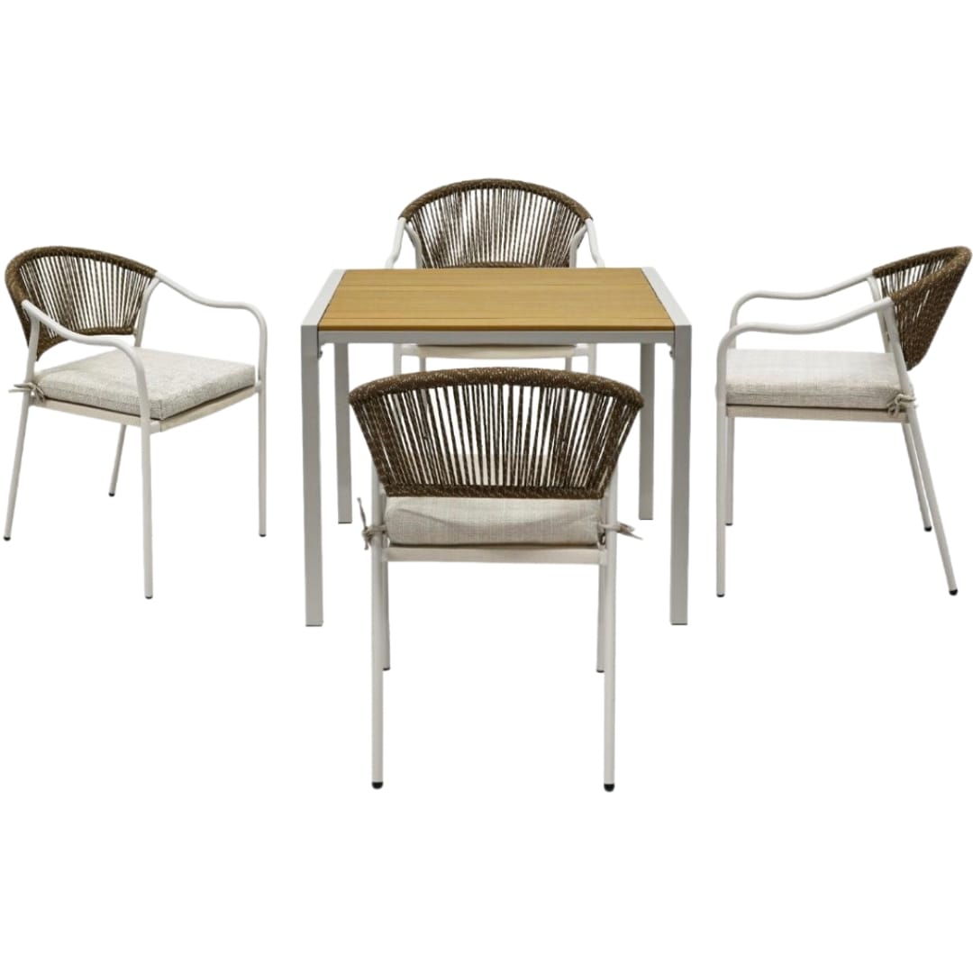  Modern outdoor 4+1 patio set in champagne and beige color 