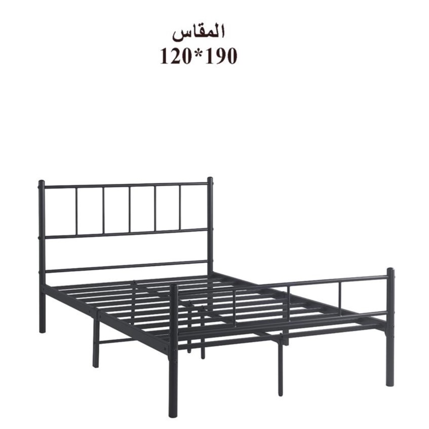  سرير معدني أسود 120×190 بهيكل قوي ومتناسق 