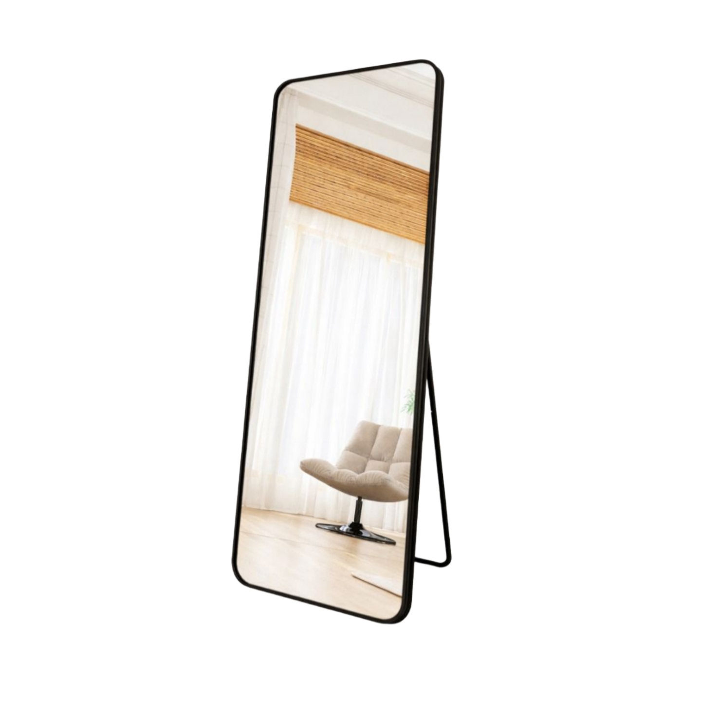  Elegant black standing mirror with soft edges 