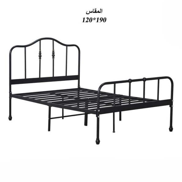  سرير حديد أسود مقاس 120×190 بهيكل معدني بسيط 