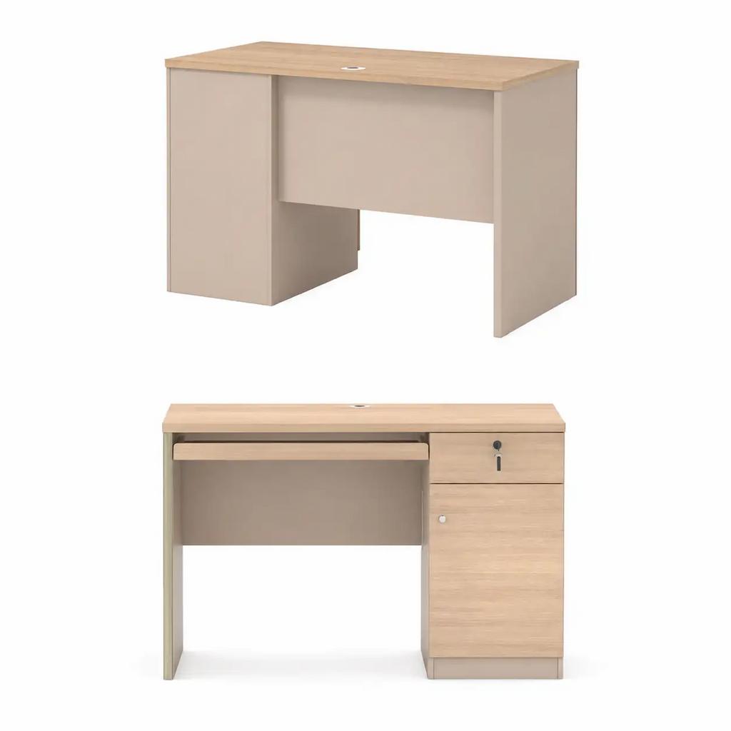  Bilano light wood and gray desk with drawer and side cabinet 