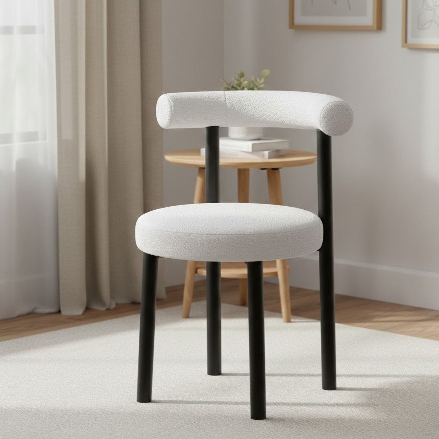  Off white modern boucle single chair 
