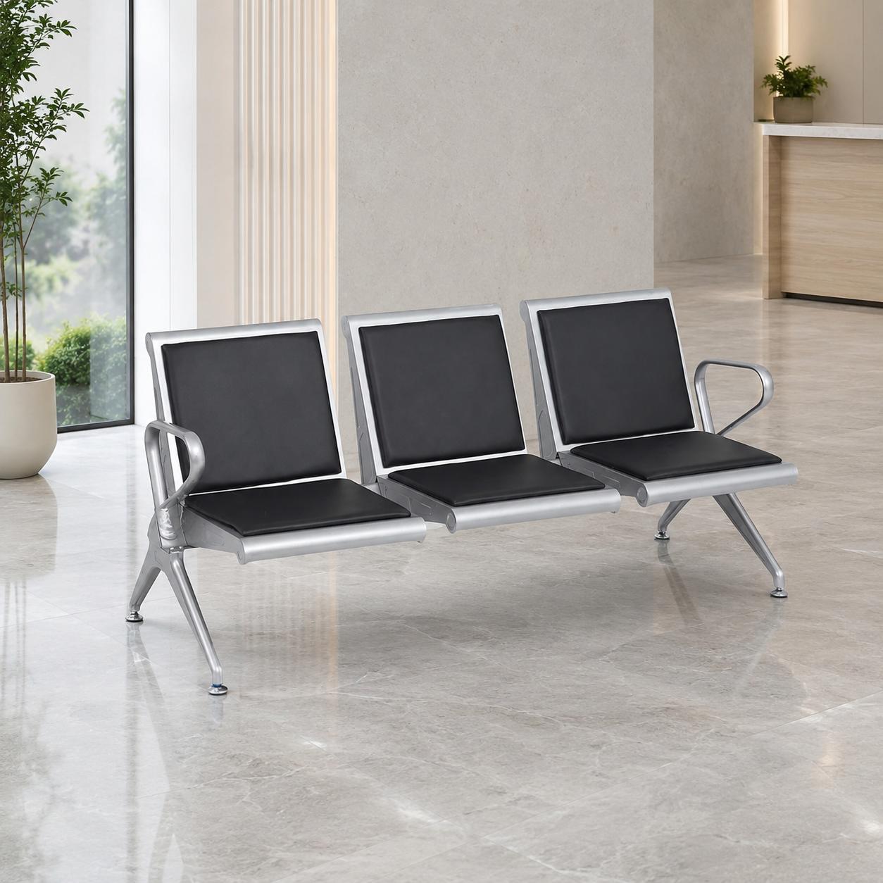  Black 3-seat waiting chair by Lamsat Furniture 