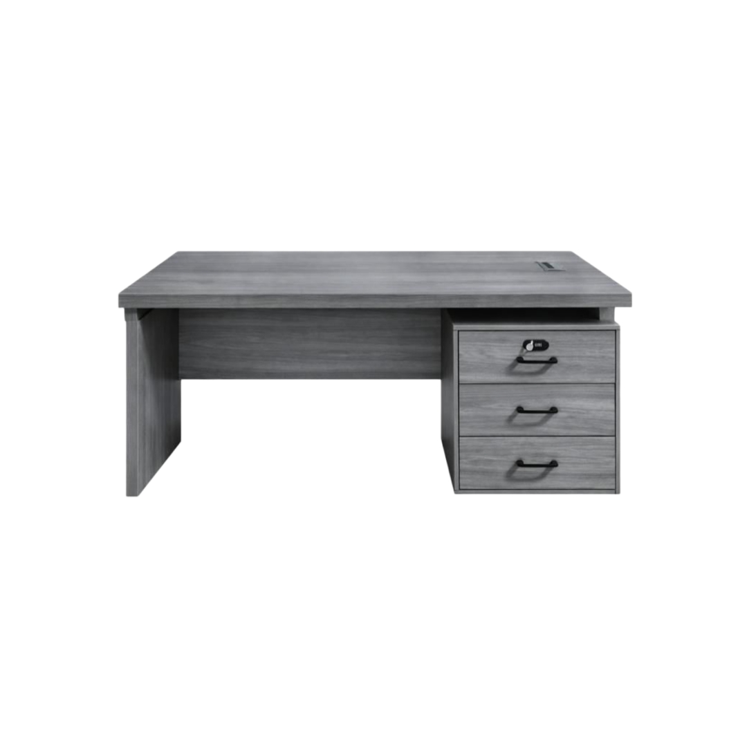  Gray 160 cm practical office desk with side storage unit and drawers 