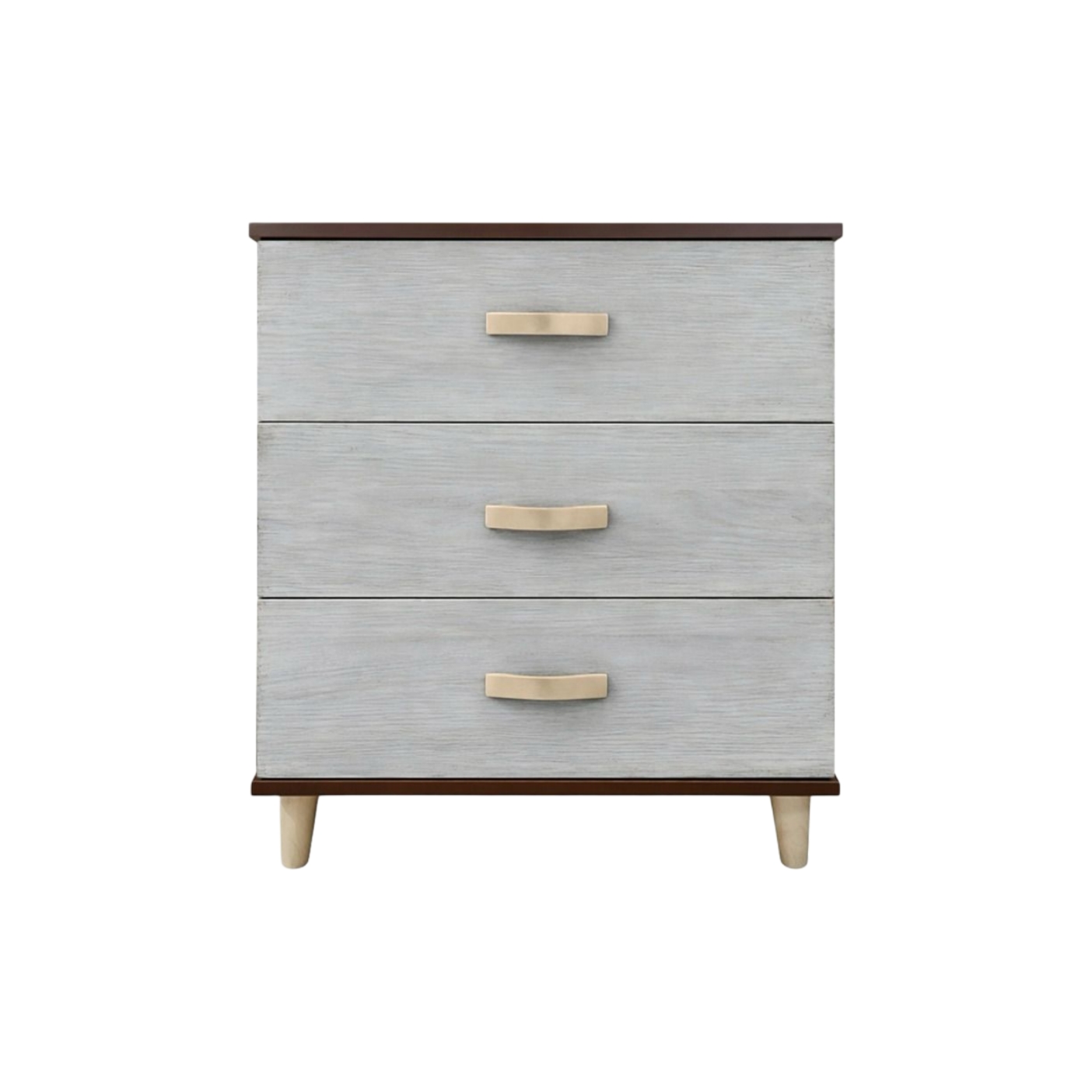  3-drawer cabinet in gray and dark brown wood color 