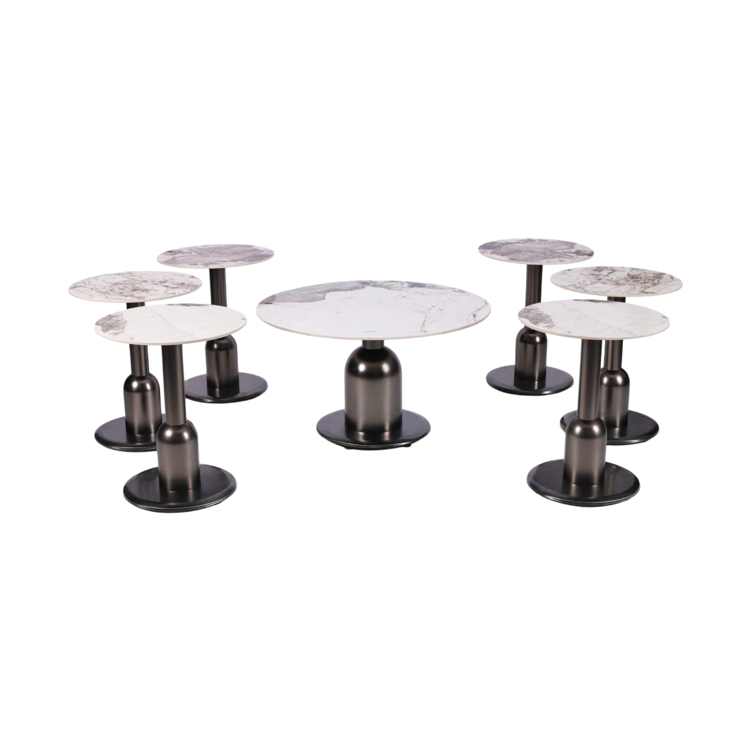  Multi color ceramic table set 6+1 black base 