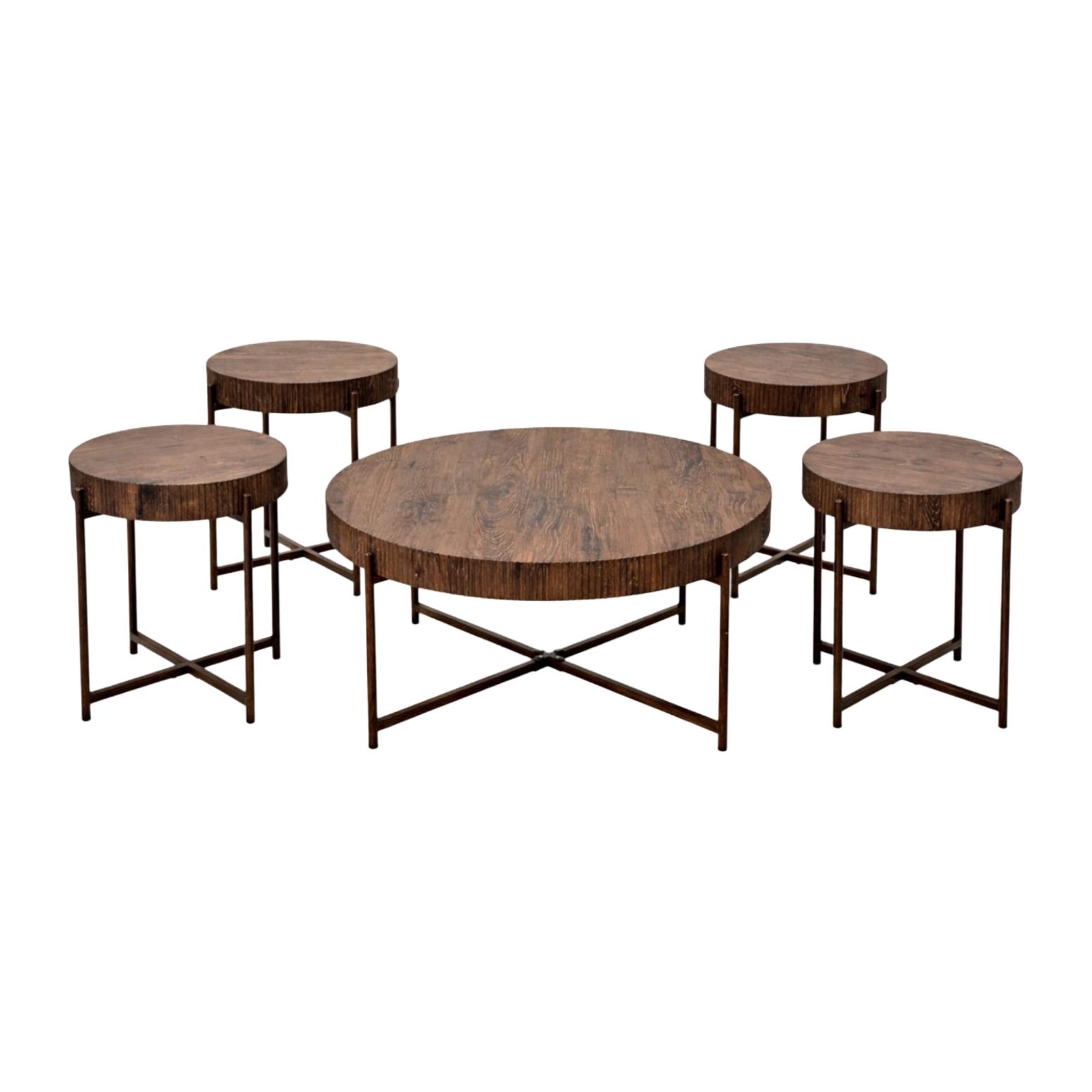  Dark wood 5-piece table set elegant modern design 