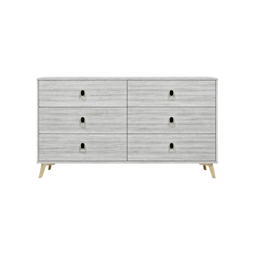  6-drawer coffee cabinet in light gray color 