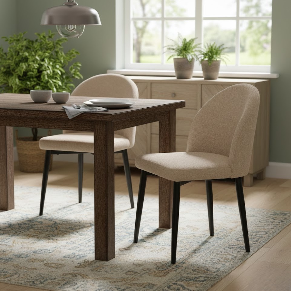  Beige upholstered dining chair elegant dining room setting 