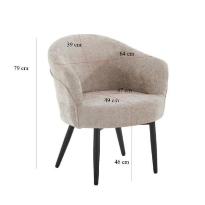  Beige bouclé round reception chair with curved design 