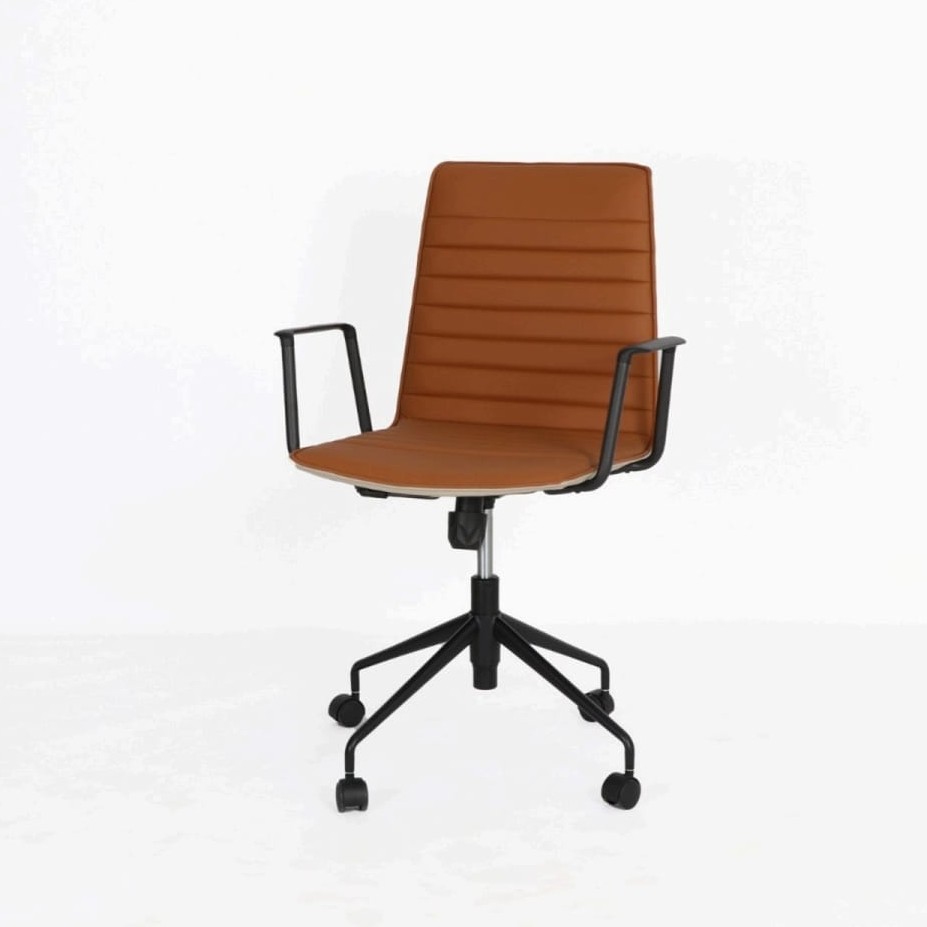  brown swivel office chair in brown color with modern design 