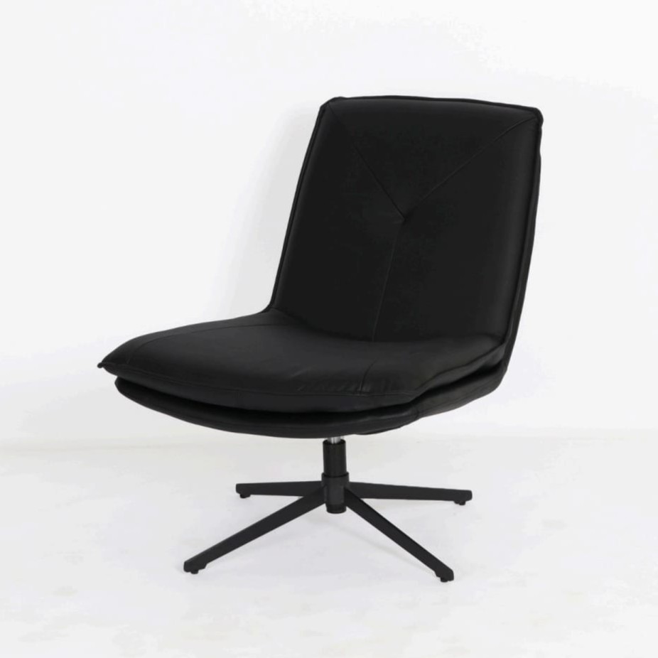  Black single swivel lounge chair with modern base 