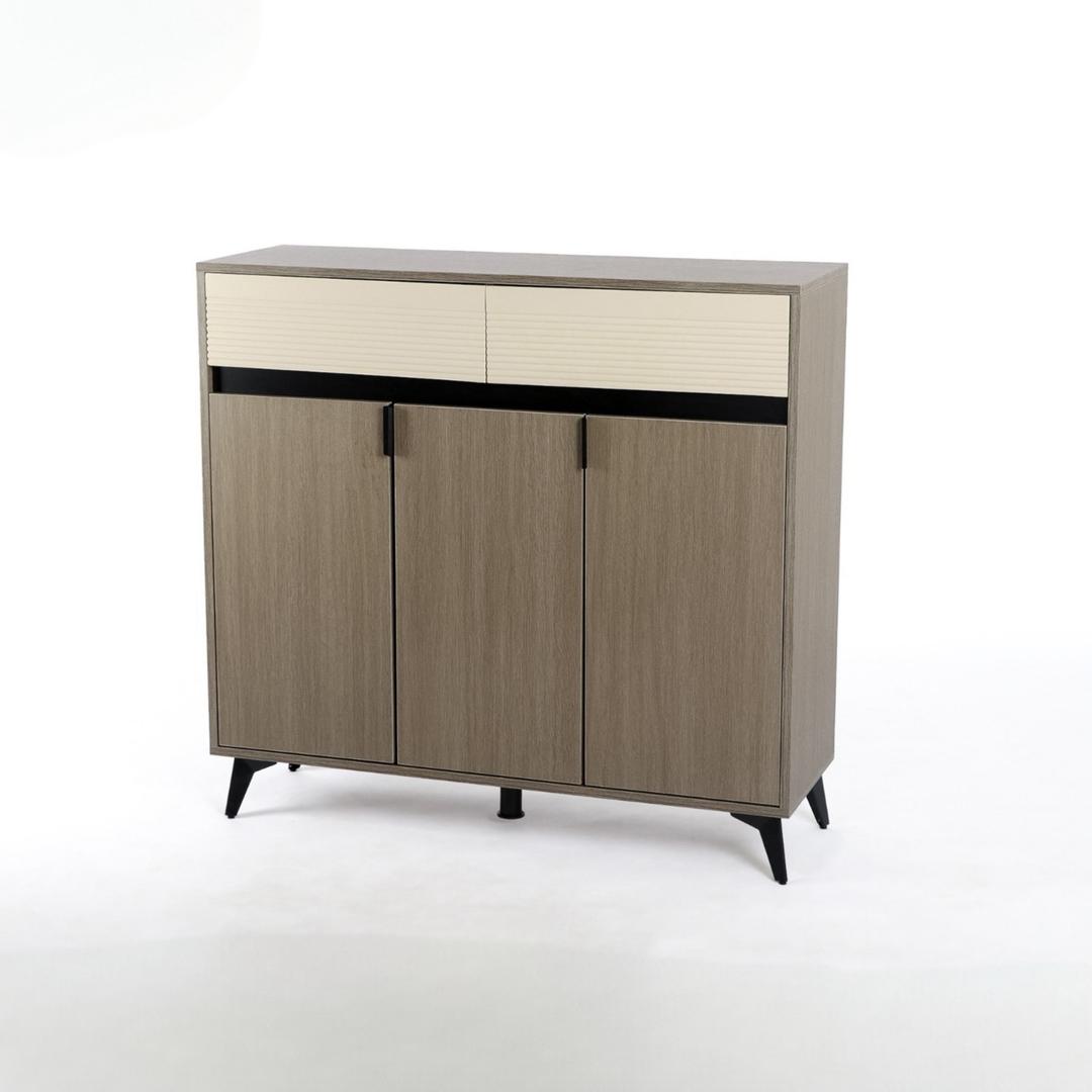  Beige modern wooden shoe cabinet 