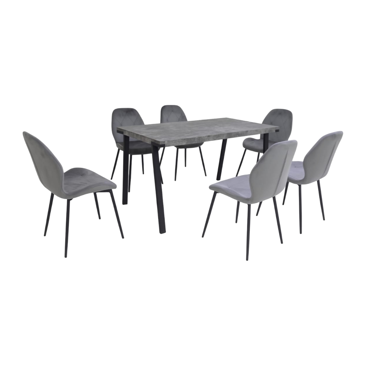  Multi color dining table with 6 chairs in elegant gray color 